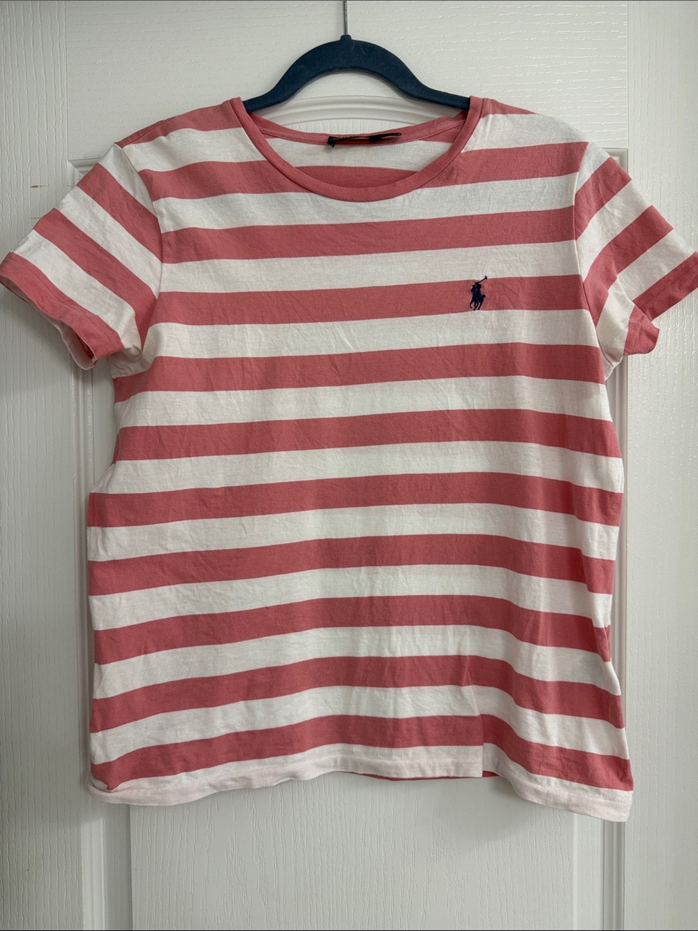 Ralph Lauren Pink and White Striped Short Sleeve Tee